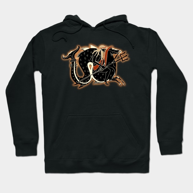 Poseidon riding a hippocamp Hoodie by Mosaicblues